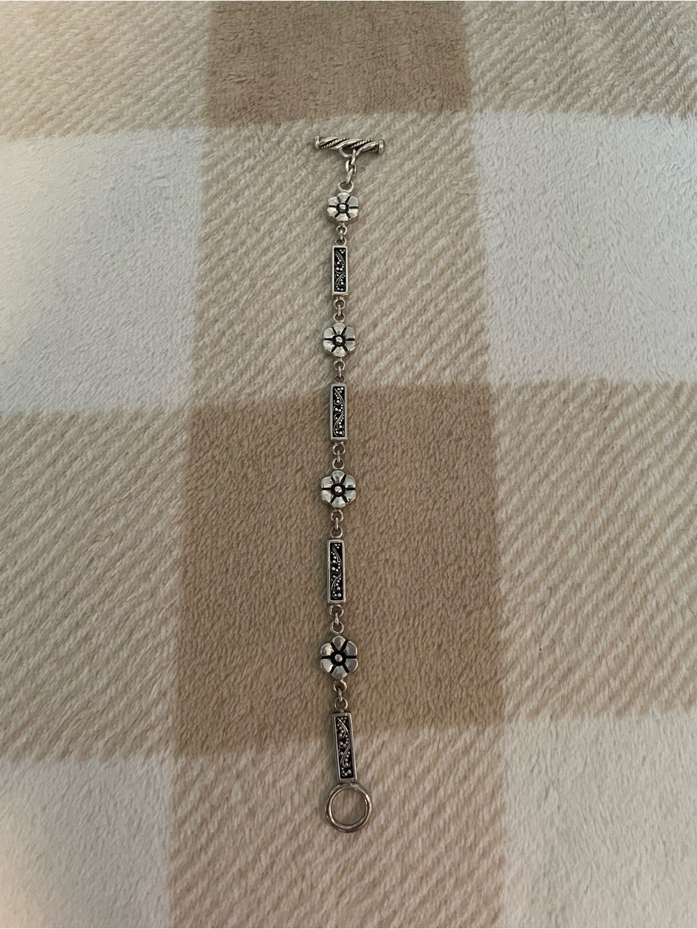 Vintage Lois Hill 925 Sterling Silver Flower Link Bracelet - Picture 2 of 6